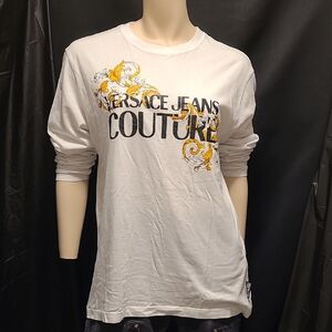 Authentic Versace Jeans Couture White and Yellow Long Sleeve PTP:19 SIZE M??
